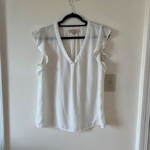 White Blouse with Flutter Sleeves